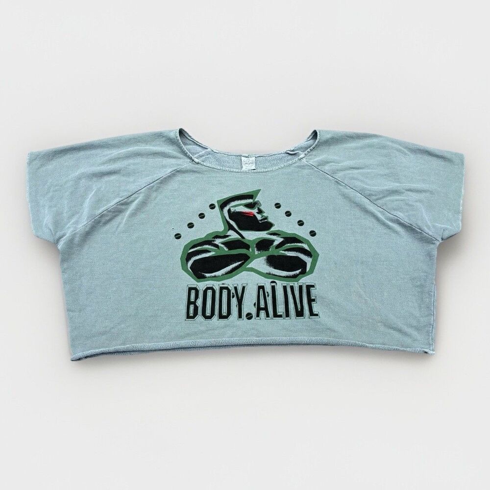 Vintage Body Alive Sweatshirt Mens XL Muscle Bodybuilding Gym Cropped USA Made